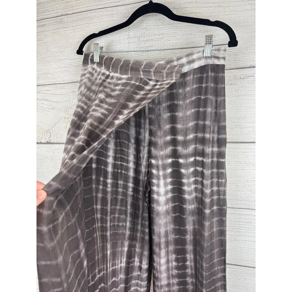 Zara Women's Tie Dye Wrap Linen Wide Leg Pants Size Medium